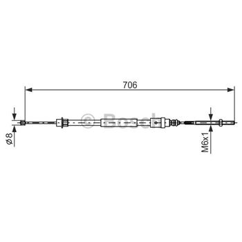 palancas cables frenado - Cable de accionamiento, freno de estacionamiento BOSCH 1987477578