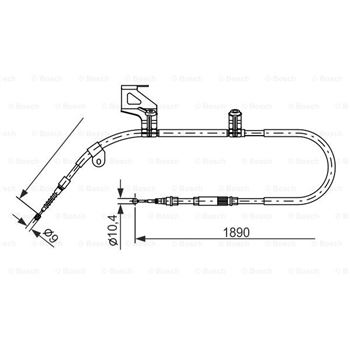 palancas cables frenado - Cable de accionamiento, freno de estacionamiento BOSCH 1987477803