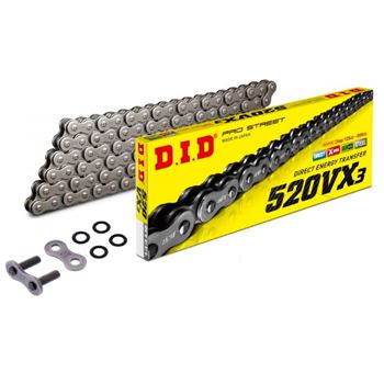 cadenas y enganches - Cadena DID 520VX3 con 120 eslabones color negro y enganche tipo remache