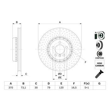 discos de freno coche - Disco de freno BOSCH 0986479E21