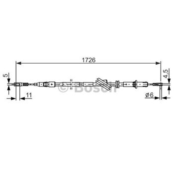 palancas cables frenado - Cable de accionamiento, freno de estacionamiento BOSCH 1987477897