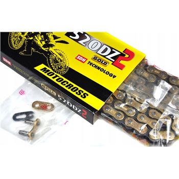 cadenas y enganches - Cadena DID 520DZ2 con 84 eslabones color oro / negro y enganche tipo clip