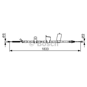 palancas cables frenado - Cable de accionamiento, freno de estacionamiento BOSCH 1987482340